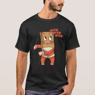 Weihnachts-Floss-Tanz-Santa-Katze Kätzchen Miaue T-Shirt