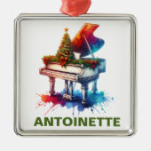 Weihnachts-Flügel Custom Name Ornament Aus Metall (Vorne)