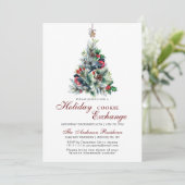 Weihnachts-Foliage Red Bird Holiday Cookie Exchang Einladung (Stehend Vorderseite)