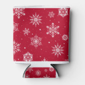 Weihnachts-Folk-Schneeflocken Rot Dosenkühler (Vorderseite)