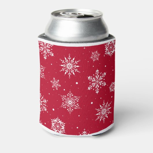 Weihnachts-Folk-Schneeflocken Rot Dosenkühler (Kanne Rückseite)