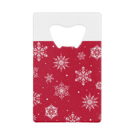 Weihnachts-Folk-Schneeflocken Rot Geldbeutel Flaschenöffner