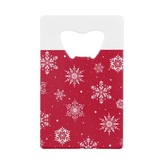 Weihnachts-Folk-Schneeflocken Rot Geldbeutel Flaschenöffner (Vorderseite)