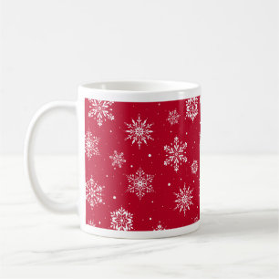 Weihnachts-Folk-Schneeflocken Rot Kaffeetasse