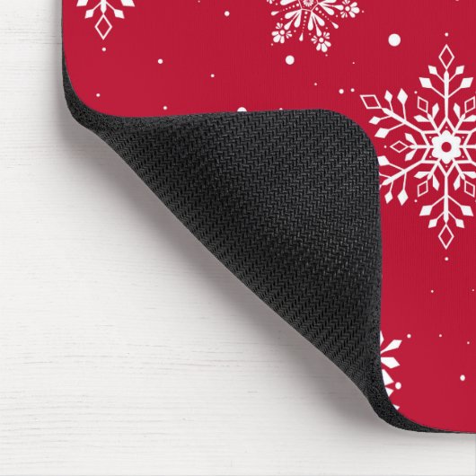 Weihnachts-Folk-Schneeflocken Rot Mousepad (Ecke)
