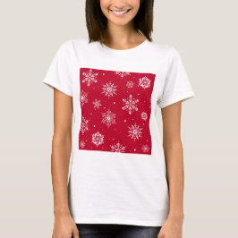 Weihnachts-Folk-Schneeflocken Rot T-Shirt