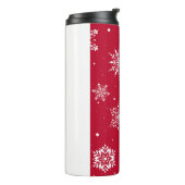 Weihnachts-Folk-Schneeflocken Rot Thermosbecher (Nach links gedreht)