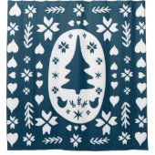 Weihnachts-Folkkunst: Skandinavier Doodle. Duschvorhang (Vorderseite)