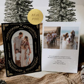 Weihnachts-Folklorekunst Foto Schwarzes Gold Folieneinladung