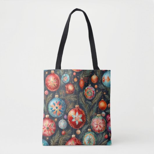 Weihnachts-Folksy-Blumendekor Tasche (Vorderseite)