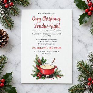 Weihnachts-Fondue-Party Cozy Watercolor Feiertag Einladung