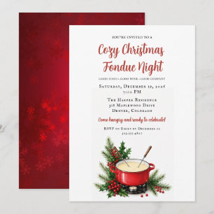 Weihnachts-Fondue-Party Cozy Watercolor Feiertag Einladung