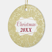 Weihnachts-Foto Aged Damask Ornament (Links)