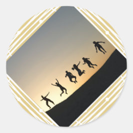 Weihnachts-Foto Beige Geschenk-Label Klein Runder Aufkleber