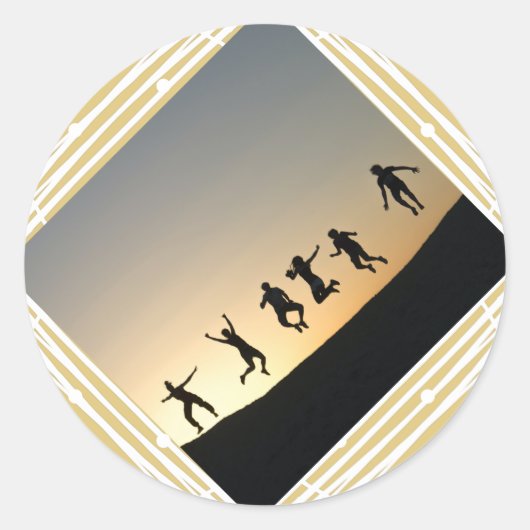 Weihnachts-Foto Beige Geschenk-Label Klein Runder Aufkleber (Vorderseite)