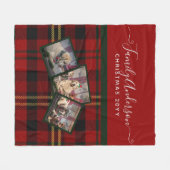 Weihnachts FOTO Blanket - Roter Tartan Collage Fleecedecke (Vorderseite (Horizontal))