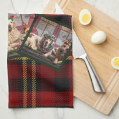 Weihnachts FOTO Blanket - Roter Tartan Collage Geschirrtuch (Viertel Falte)