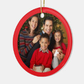 Weihnachts-Foto Bright Red Border Keramik Ornament (Links)