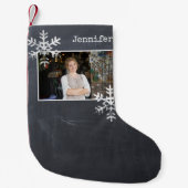 Weihnachts-Foto Chalkboard Not leidende Schneefloc Kleiner Weihnachtsstrumpf (Vorderseite)