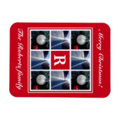 Weihnachts-Foto Collage Custom Holiday Monogramm Magnet (Horizontal)