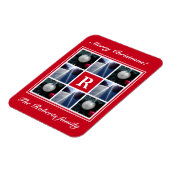 Weihnachts-Foto Collage Custom Holiday Monogramm Magnet (Linke Seite)