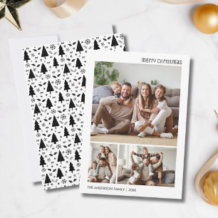 Weihnachts-Foto-Collage Familie Weiß und Schwarz Feiertagskarte