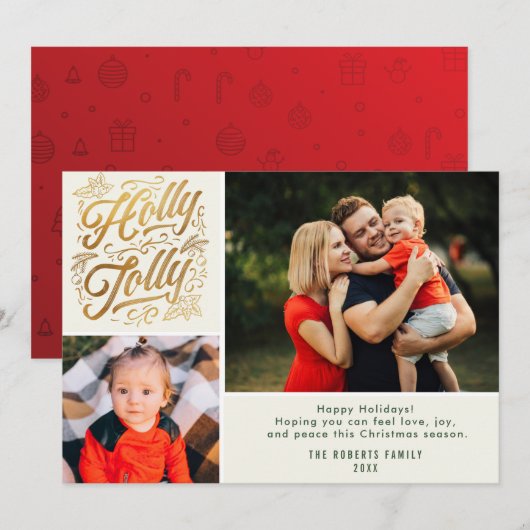 Weihnachts-Foto-Collage Feiertagskarte (Vorne/Hinten)