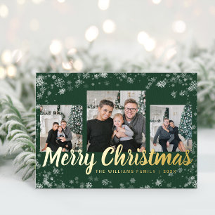 Weihnachts-Foto-Collage Gold Folien Feiertagskarte