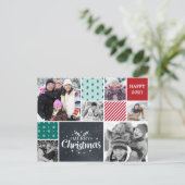 Weihnachts-Foto-Collage grün grün grün Postkarte (Stehend Vorderseite)