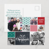 Weihnachts-Foto-Collage grün grün grün Postkarte (Vorne/Hinten)