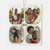 Weihnachts Foto Collage Monogram Gold White Keramikornament (Links)