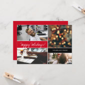 Weihnachts-Foto Collage Red Happy Holidays Company Karte (Vorderseite/Rückseite Beispiel)