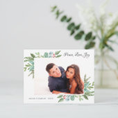 Weihnachts-Foto des Weihnachtsmannes Ankündigungspostkarte (Stehend Vorderseite)