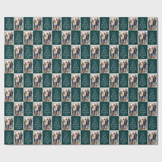 Weihnachts-Foto dunkelgrün aquamariner Urlaub Geschenkpapier (Flach)