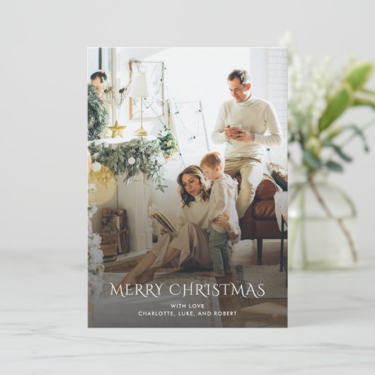 Weihnachts-Foto Elegant Feiertagskarte (Stehend Vorderseite)
