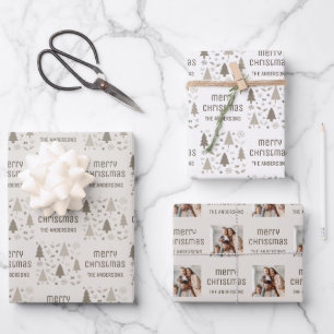 Weihnachts-Foto Familienname Geschenkpapier Set