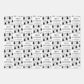 Weihnachts-Foto Familienname Schwarz-weiß Geschenkpapier Set (Vorderseite)