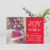 Weihnachts-Foto Freude an der World Baby Ankündigu Einladung (Stehend Vorderseite)