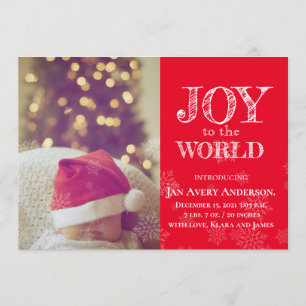 Weihnachts-Foto Freude an der World Baby Ankündigu Einladung