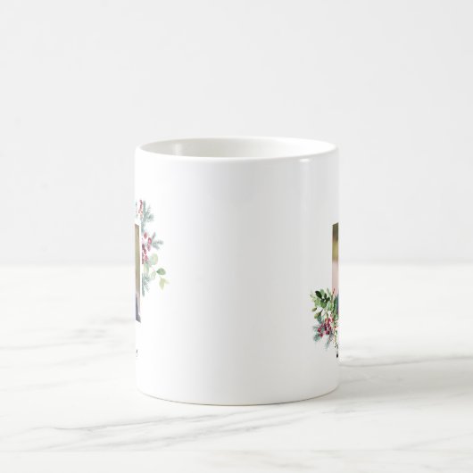 Weihnachts-Foto Frohe und schöne Ferien Kaffeetasse (Mittel)