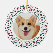Weihnachts-Foto für Haustiere Festdrucke Hund Keramik Ornament (Vorne)