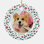 Weihnachts-Foto für Haustiere Festdrucke Hund Keramik Ornament (Hinten)