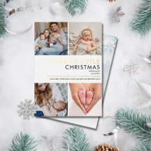 Weihnachts-Foto-Geburtsanzeige Goldfolie Karte