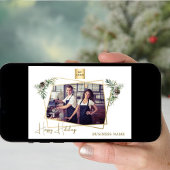 Weihnachts-Foto geometrisches Gold, modern Feiertagskarte