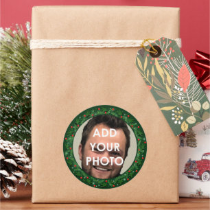 Weihnachts-Foto-Geschenkanhänger Runder Aufkleber