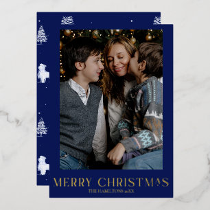 Weihnachts-Foto Gold Foil Winter Toile Folien Feiertagskarte