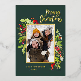 Weihnachts-Foto grün grün grün grün elegant, moder Folien Feiertagskarte