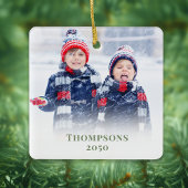 Weihnachts-Foto Grün Muster Personalisiert Keramikornament