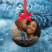 Weihnachts Foto Grüne Schneeflocken Custom Keramik Ornament