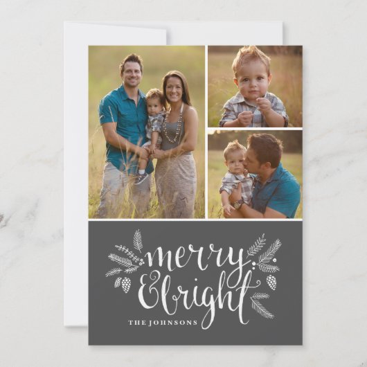 Weihnachts-Foto-Grußkarte - Merry & Bright Feiertagskarte (Vorderseite)